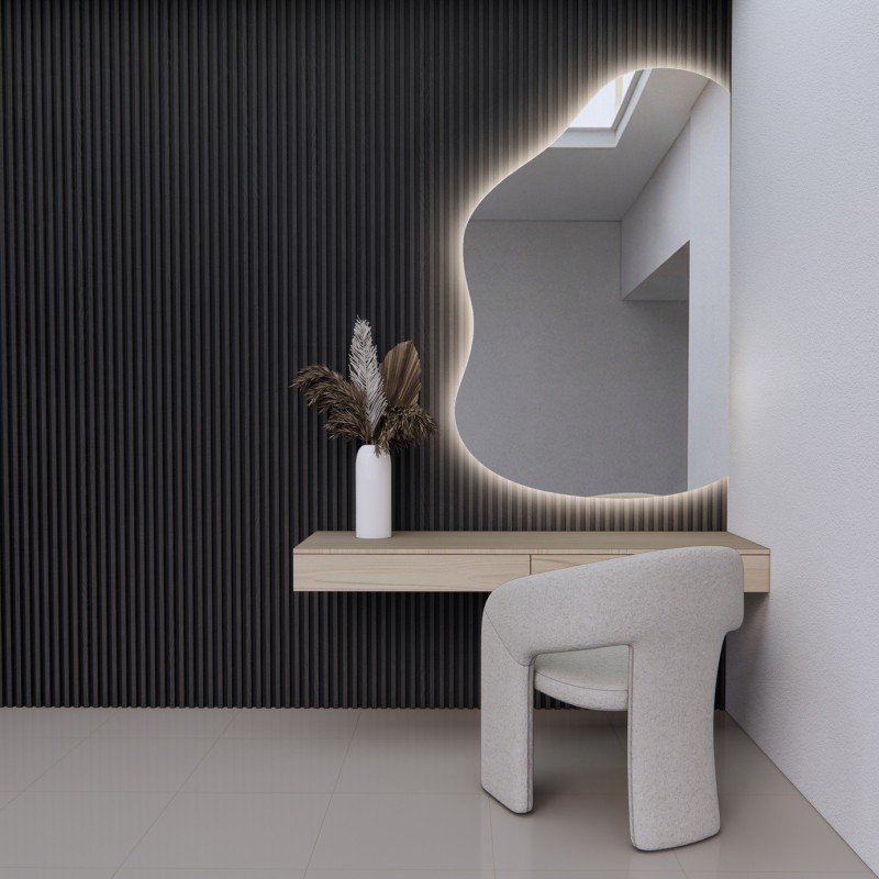 Lustro organiczne ścięty bok z podświetleniem LED - STONE LED ŚCIĘTY BOK