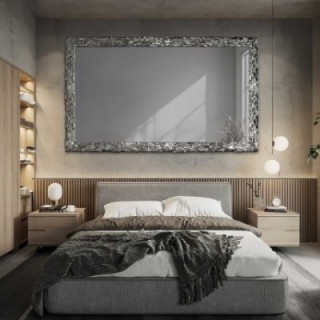 Eleganckie lustro ścienne w srebrnej ramie z grafitową taflą - CLAUDE GRAPHITE