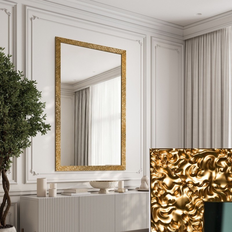 Lustro glamour w bogatej złotej ramie w wysokim połysku - 8002002