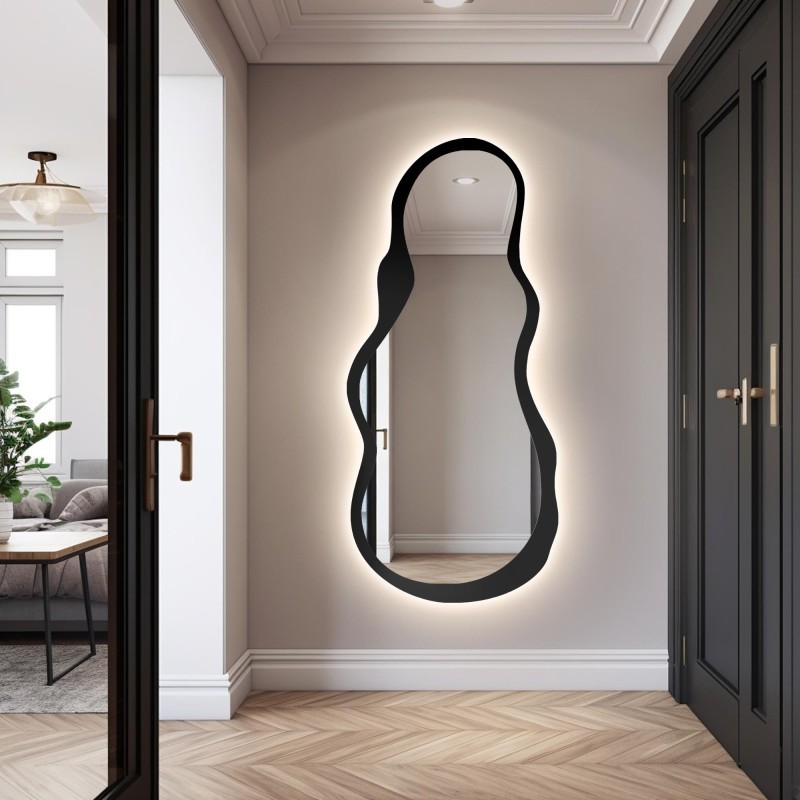Lustro o nieregularnym kształcie w ramie mdf z podświetleniem- RISOL W RAMIE LED