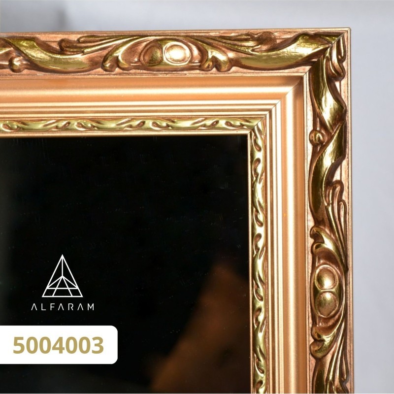 Lustro w złotej ornamentowej ramie drewnianej - 5004003