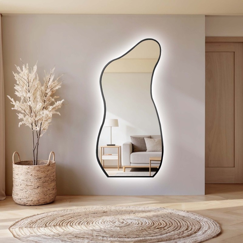 Lustro o organicznym kształcie w ramie z podświetleniem - ANGELIT W RAMIE LED