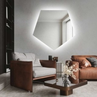 Lustro o geometrycznym kształcie z podświetleniem – PENTA LED