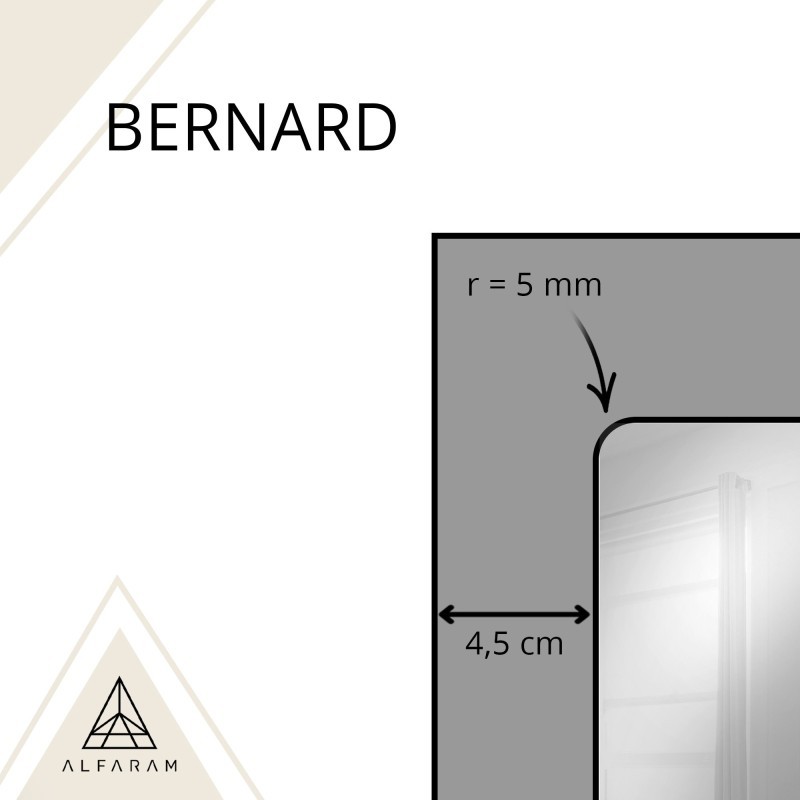 Lustro loft ze szprosami w czarnej ramie mdf - BERNARD