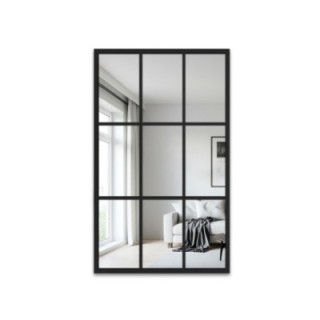 Lustro loft ze szprosami w czarnej ramie mdf - HANA