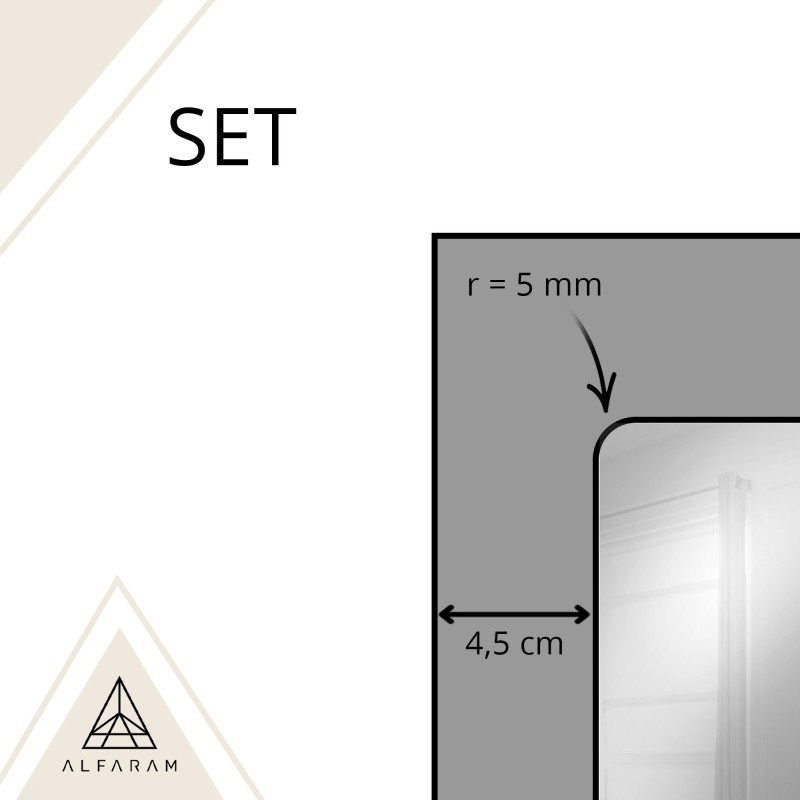 Lustro loft ze szprosami w czarnej ramie mdf - SET