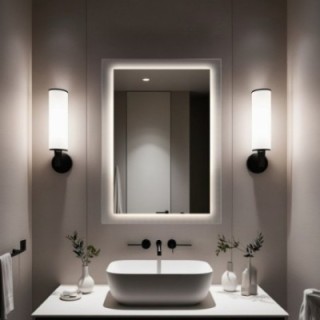 Lustro prostokątne na szkle ornamentowym master point z podświetleniem - LUXORA SOLEIL LED 120x60 poziom - PROMOCJA W- 374