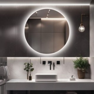 Lustro łazienkowe okrągłe z podświetleniem + Folia + Taśma 120LED - KOŁO LED Fi80 - PROMOCJA W-401