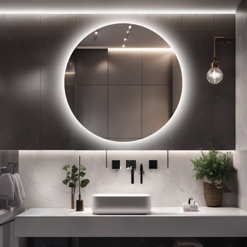 Lustro łazienkowe okrągłe z podświetleniem + Folia + Taśma 120LED - KOŁO LED Fi80 - PROMOCJA W-401