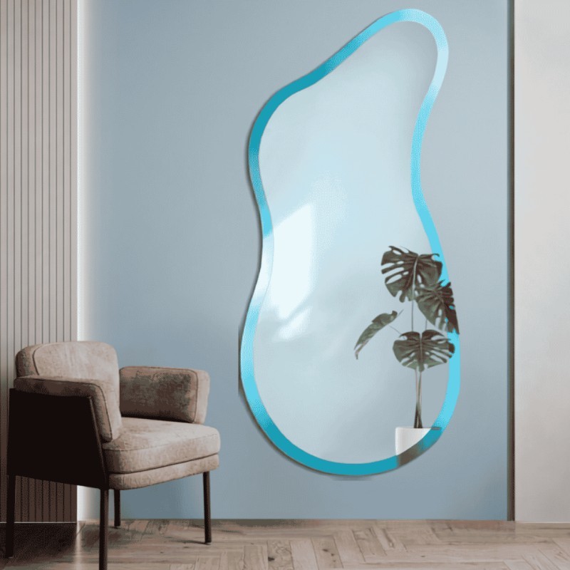 Nieregularne lustro w ramie niebieskiej – ANGELIT II SHINE 71x160 - PROMOCJA W-402