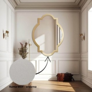 Lustro o nieregularnym kształcie w srebrnej ramie MDF - CHARM W RAMIE 60x81 - PROMOCJA W- 251