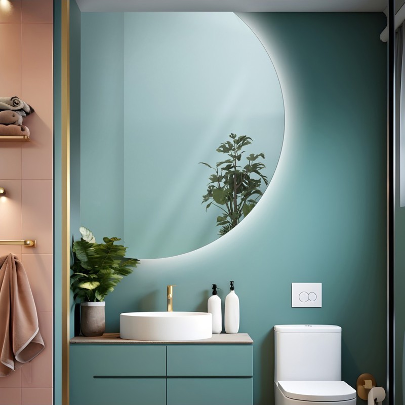 Lustro o nieregularnym kształcie z podświetleniem barwa ciepła – DOLLY LED 114x150 - PROMOCJA W- 427