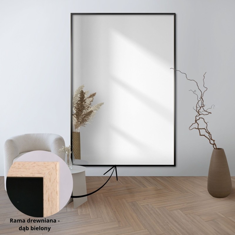 Lustro prostokątne w minimalistycznej ramie w kolorze dębu bielonego - 1201005 100x200 - PROMOCJA W- 430