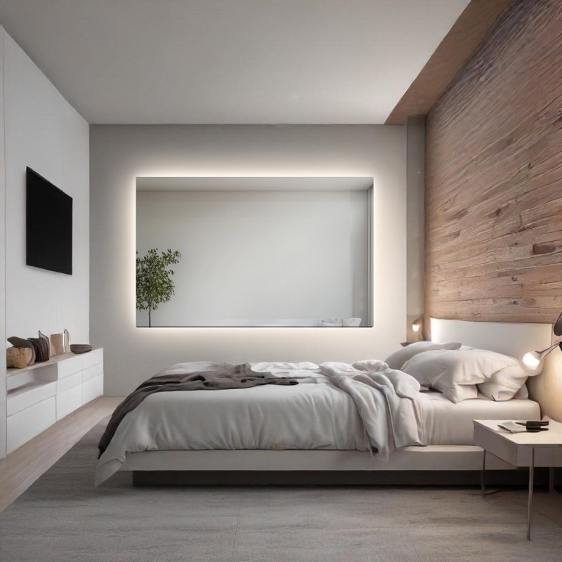 Lustro prostokątne do łazienki z podświetleniem barwa ciepła - AGIS LED 110x80 - PROMOCJA W- 431