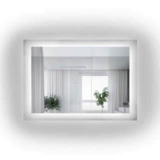 Prostokątne lustro na szkle ornamentowym master flex z podświetleniem - LUXORA ETERION LED