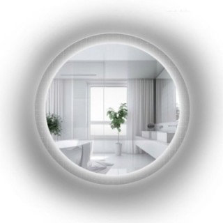 Okrągłe lustro na szkle ornamentowym master flex z podświetleniem - LUXORA FROSTED LED