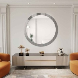 Dekoracyjne okrągłe lustro na szkle ornamentowym visiosun classic - LUXORA GLIMMER