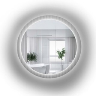 Okrągłe lustro na szkle ornamentowym visiosun classic z podświetleniem - LUXORA GLIMMER LED