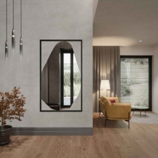 Lustro organiczne w czarnej ramie MDF - HUBERTUS
