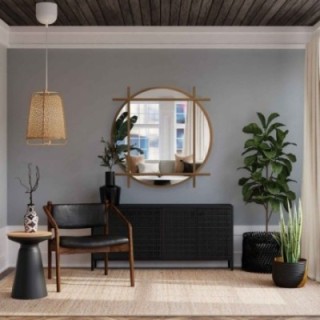 Lustro okrągłe loft ze szprosami mdf - IZYD - kolor do wyboru