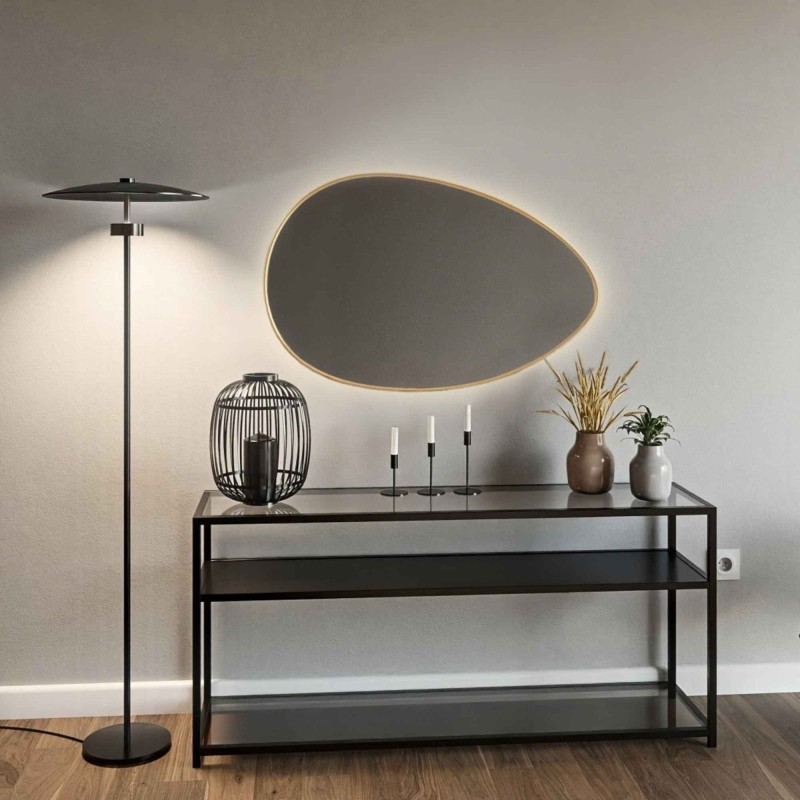 Lustro organiczne w ramie złotej MDF SLIM z podświetleniem - ZOE LED