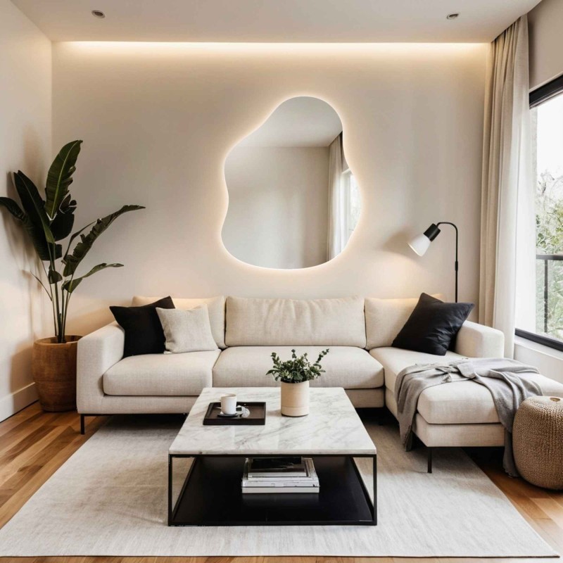 Lustro nieregularne z podświetleniem STONE LED | Alfaram