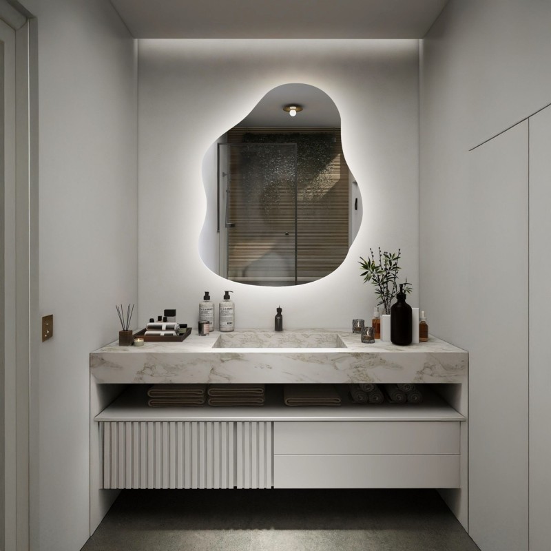 Lustro nieregularne z podświetleniem STONE LED | Alfaram