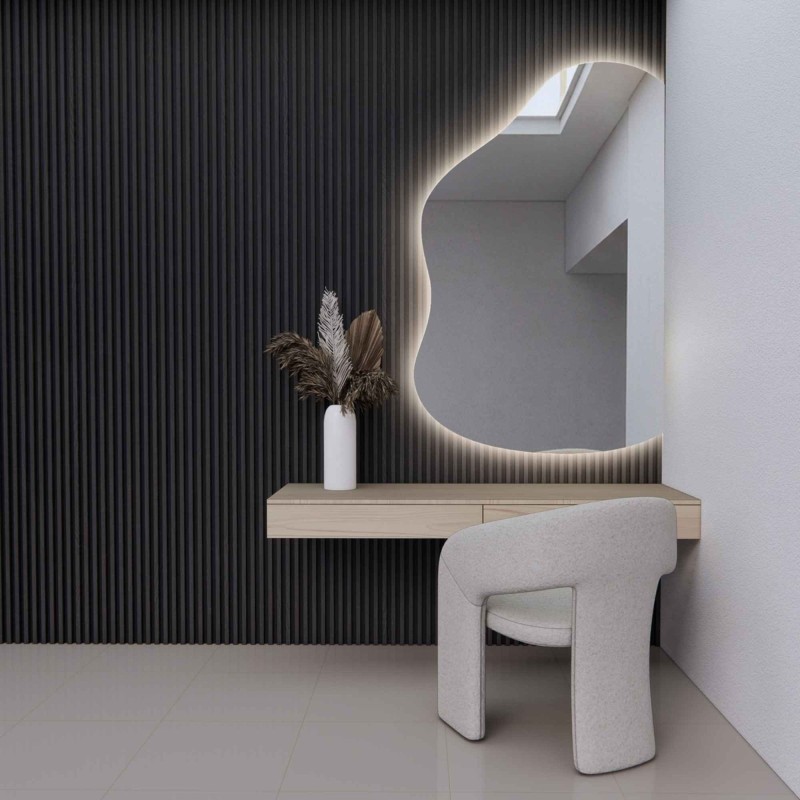 Lustro organiczne ze ściętym bokiem STONE LED | Alfaram