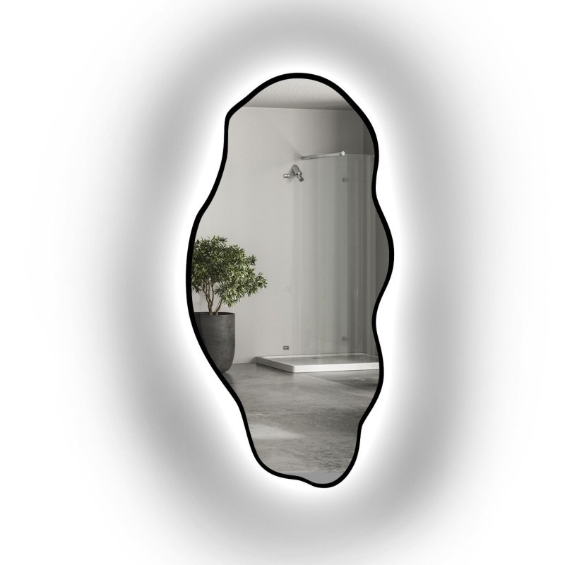 Lustro o organicznym kształcie w ramie z podświetleniem - LOLIT W RAMIE LED