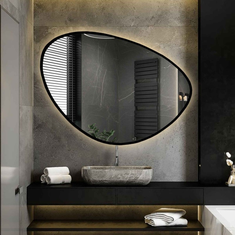 Lustro nieregularne w ramie OBSYDIAN LED | Alfaram