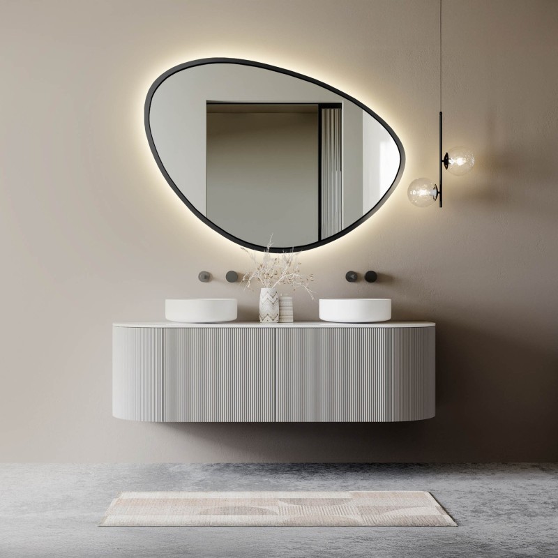 Lustro nieregularne w ramie OBSYDIAN LED | Alfaram