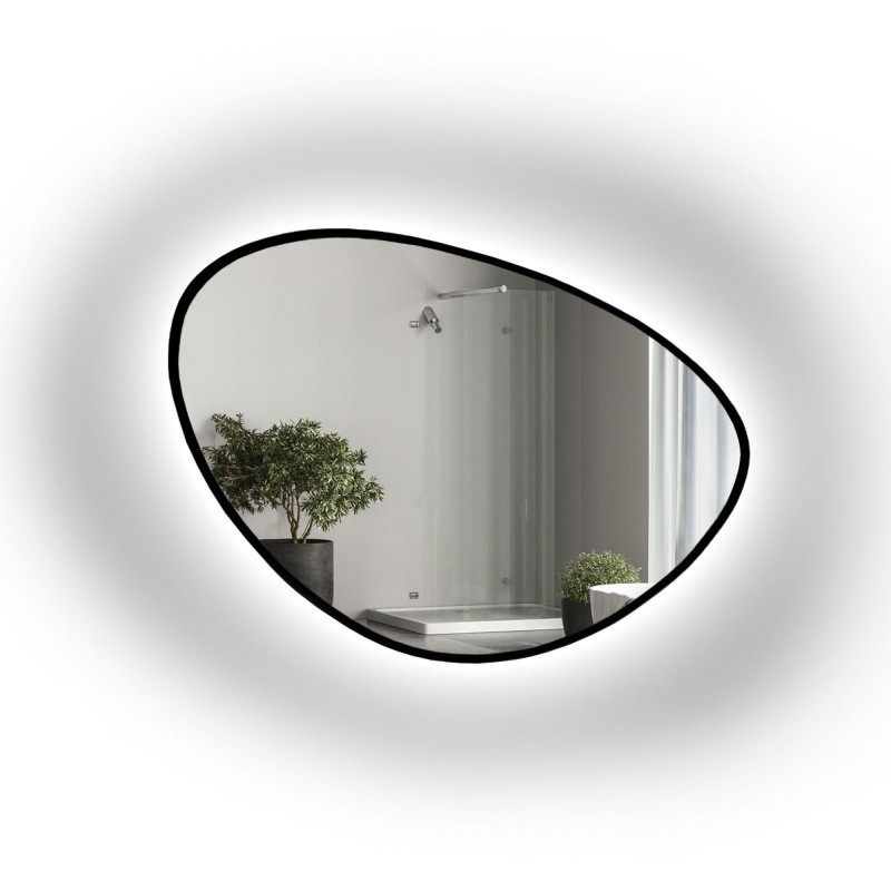 Lustro nieregularne w ramie OBSYDIAN LED | Alfaram