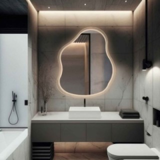 Lustro organiczne dekoracyjne STONE GLASS LED | Alfaram
