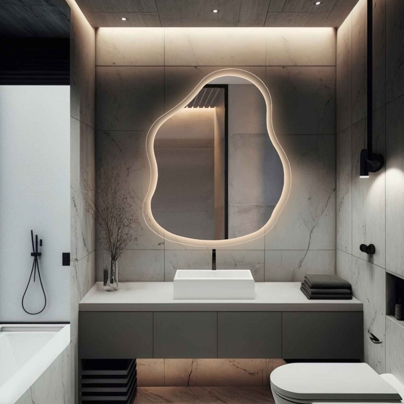 Lustro organiczne dekoracyjne STONE GLASS LED | Alfaram