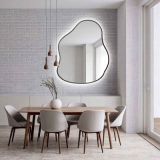 Lustro nieregularne w ramie STONE LED | Alfaram