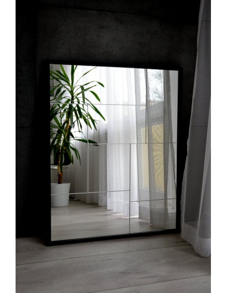 Nowoczesne lustro z luster - TETRIS - w pięknej czarnej ramie