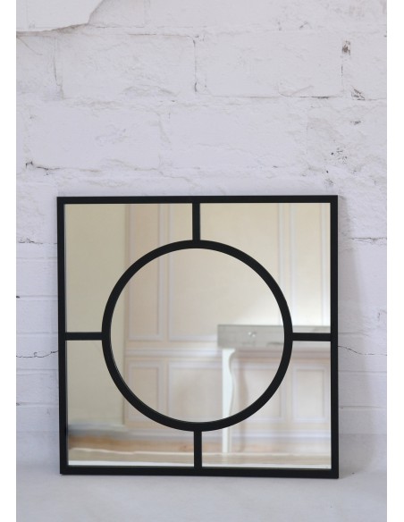 Lustro kwadratowe z loftowym kołem MDF - MERA