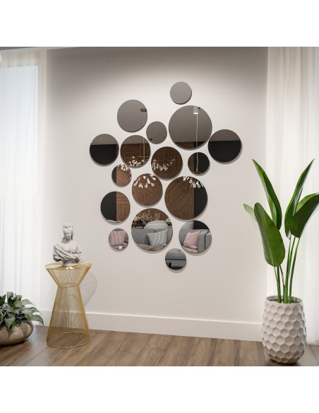 Zestaw luster okrągłych szlifowanych 17 sztuk: 3x fi40, 8x fi30, 6x fi20