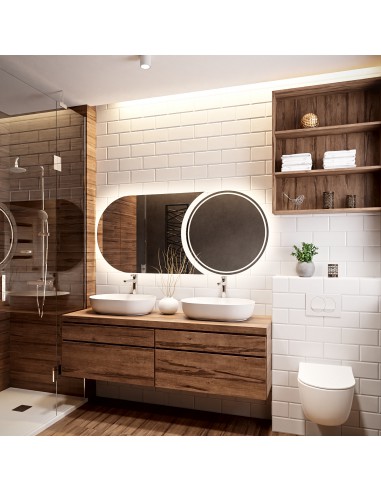 Nowoczesne lustro łazienkowe w dwóch częściach z podświetleniem - APOLLO LED II