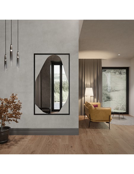 Lustro organiczne w czarnej ramie MDF - HUBERTUS