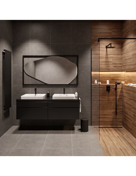 Lustro organiczne w czarnej ramie MDF - HUBERTUS