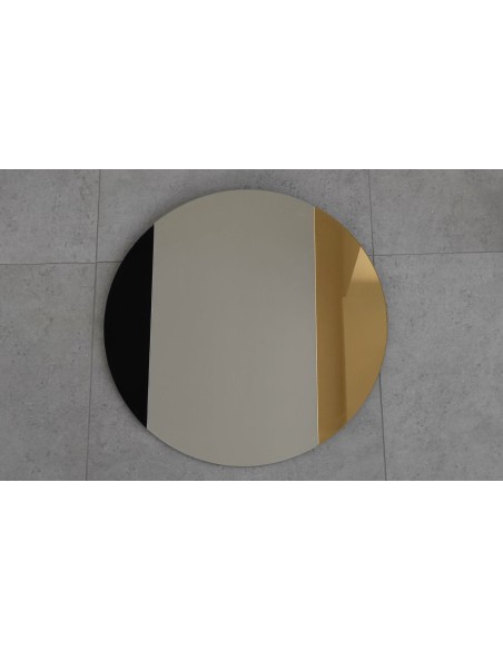 Okrągłe lustro dekoracyjne kolorowa tafla - czarno złota - ANTON