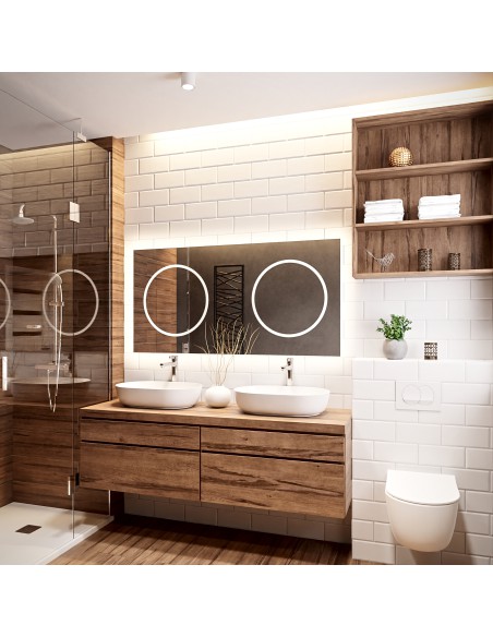 Lustro łazienkowe kwadratowe z podwójnym podświetleniem - HUGO DOUBLE LED