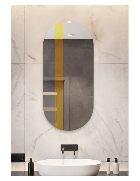 Lustro owalne z dekoracyjnym paskiem w złotym połysku - EMMA