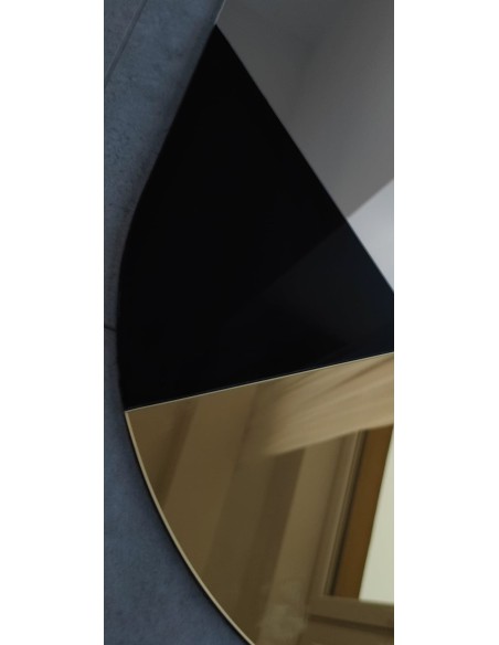 Owalne lustro z dekoracyjną kolorową taflą złoto miedzianą i czarnym lacobelem - RIO