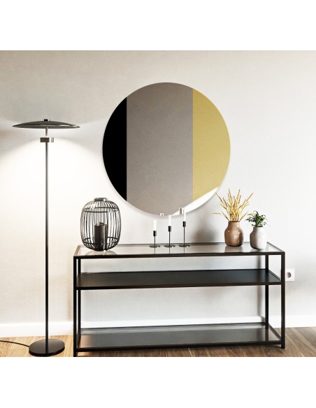 Okrągłe lustro dekoracyjne kolorowa tafla - czarno złota - ANTON