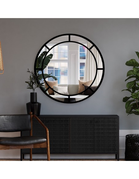 Lustro okrągłe loft ze szprosami mdf - MONA