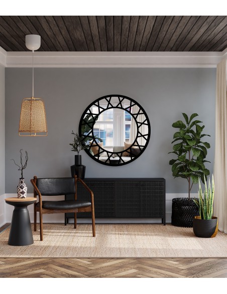 Lustro dekoracyjne okrągłe ze szprosami w stylu loft - ELENA