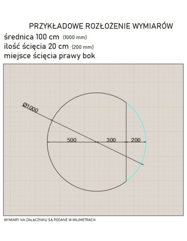 Lustro okrągłe ścięty bok z... Lustro okrągłe ścięty bok z...