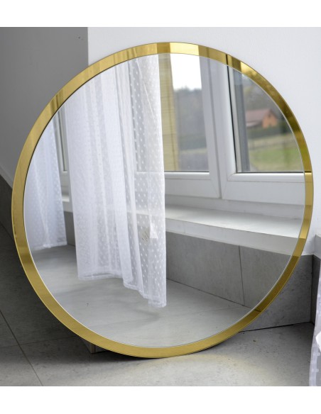 Okrągłe lustro w ramie złoty połysk - BELLA